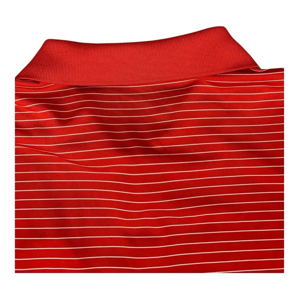 Nike Golf Dri-Fit Men's Large Golf Polo Red Striped Tour Performance, Cog Hill